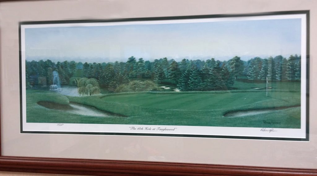 "The 18th Hole at Tanglewood" is a beautiful golf print featuring the Tanglewood Golf Course in Clemmons, NC.