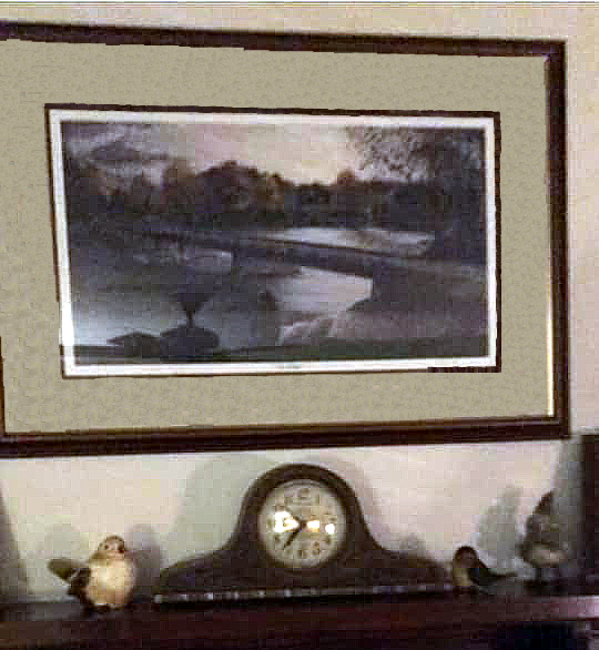  Susan M's Patricia Hobson print 'The Bridge" hanging over her mantel.