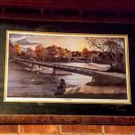 Toni M's Mom's Christmas gift, a Patricia Hobson print "The Bridge" hanging over her mantel.